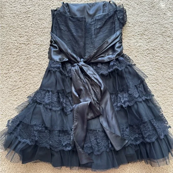 Masquerade Black Lace Strapless Gown - Picture 10 of 16